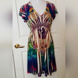 Vibrant flowy stretchy dress M